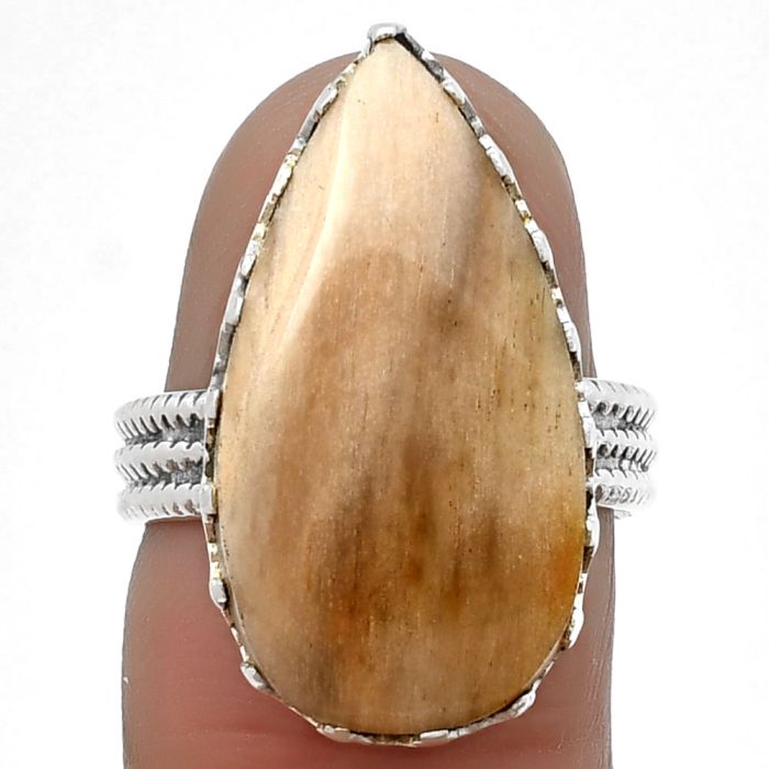 Petrified Wood Ring size-6.5 SDR209176 R-1075, 13x24 mm