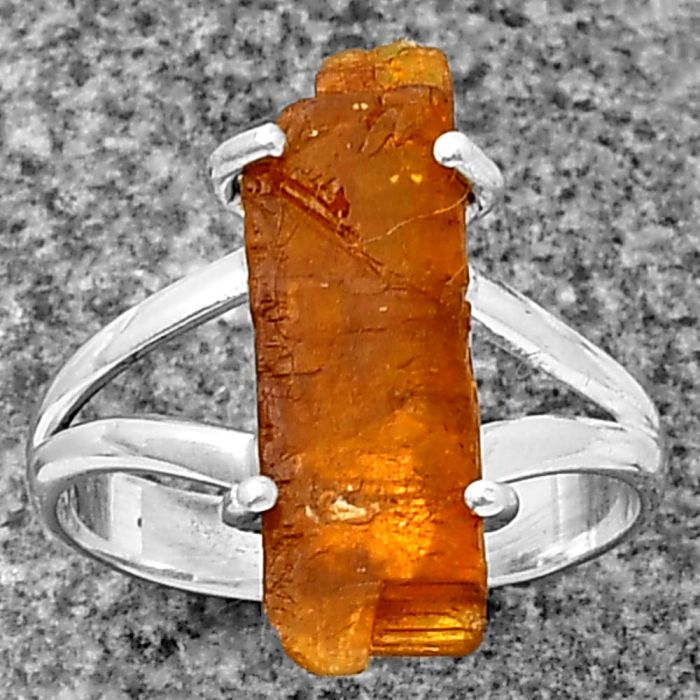 Orange Kyanite Rough Ring size-6 SDR209258 R-1052, 6x19 mm