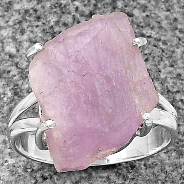 Pink Kunzite Rough Ring size-7 SDR209264 R-1052, 14x19 mm