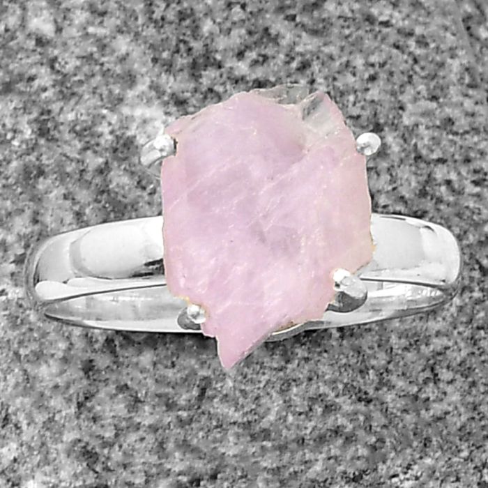Pink Kunzite Rough Ring size-8 SDR209272 R-1052, 10x14 mm