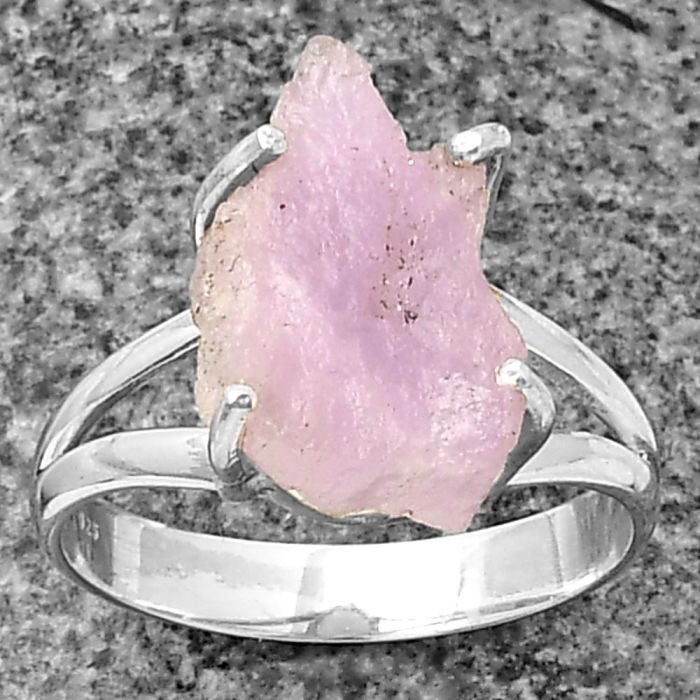 Pink Kunzite Rough Ring size-6.5 SDR209273 R-1052, 9x14 mm