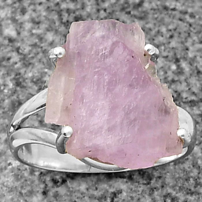 Pink Kunzite Rough Ring size-5.5 SDR209274 R-1052, 12x14 mm