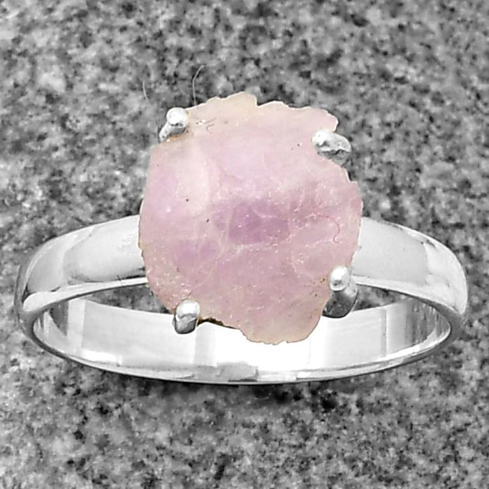 Pink Kunzite Rough Ring size-8.5 SDR209275 R-1052, 10x11 mm