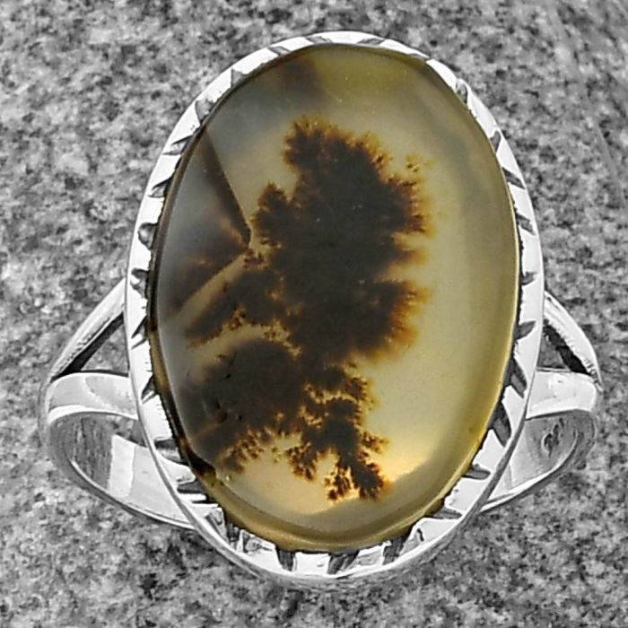 Scenic Dendritic Agate Ring size-9 SDR209400 R-1074, 13x20 mm