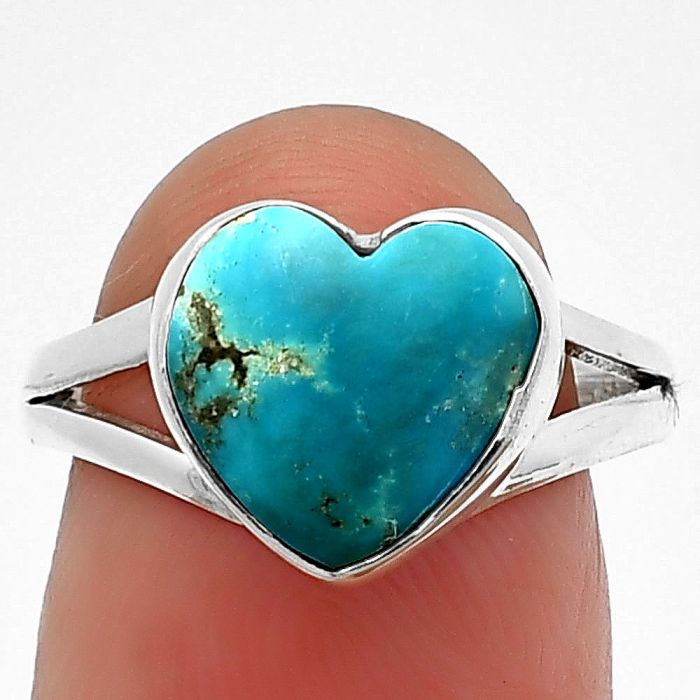 Heart Natural Turquoise Morenci Mine Ring Size-7 SDR209786 R-1073, 10x11 mm