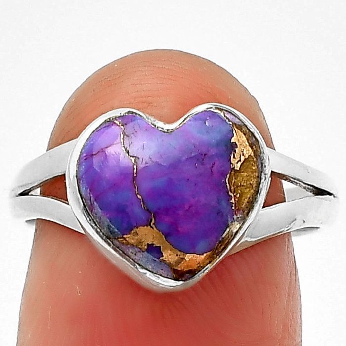 Heart Copper Purple Turquoise Ring Size-7.5 SDR209822 R-1073, 11x11 mm