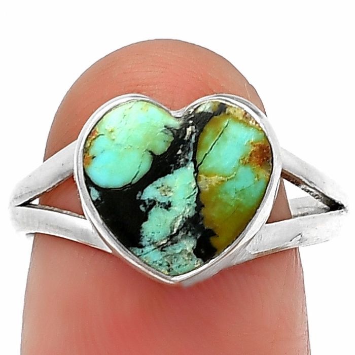 Heart Lucky Charm Tibetan Turquoise Ring Size-8 SDR209860 R-1073, 11x11 mm