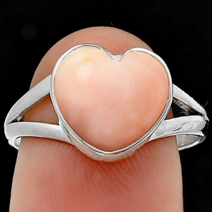 Heart Pink Opal Ring Size-8 SDR209864 R-1073, 11x11 mm