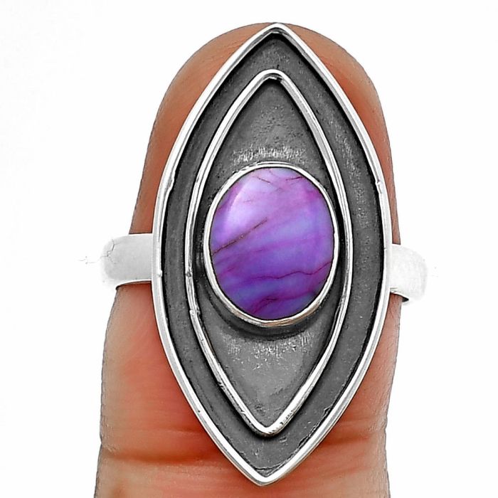 Copper Purple Turquoise Ring Size-7 SDR209898, 7x9 mm