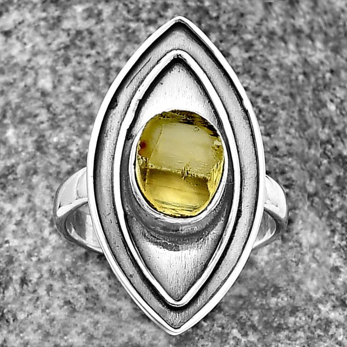 Yellow Scapolite Rough Ring Size-6.5 SDR209901 R-1391, 7x9 mm