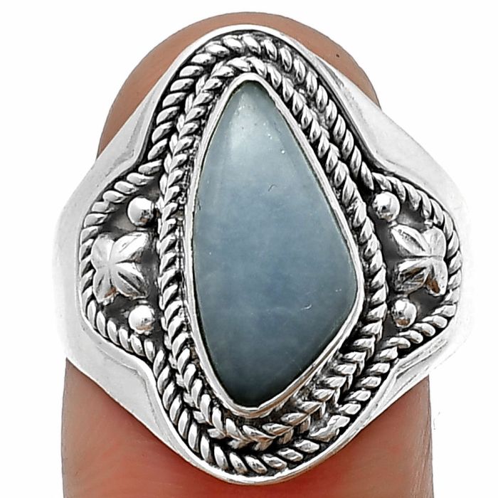 Angelite Ring Size-9 SDR209943 R-1312, 7x15 mm