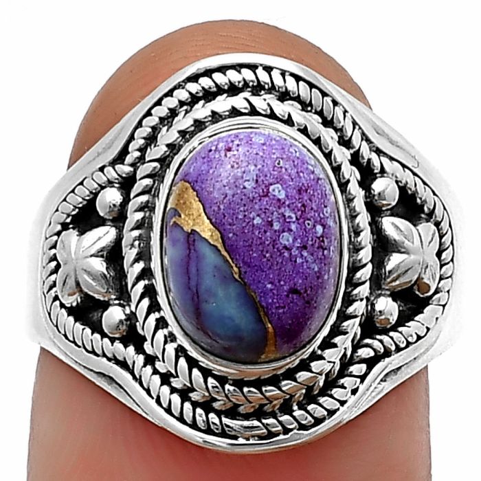 Copper Purple Turquoise Ring Size-8 SDR209944, 7x10 mm