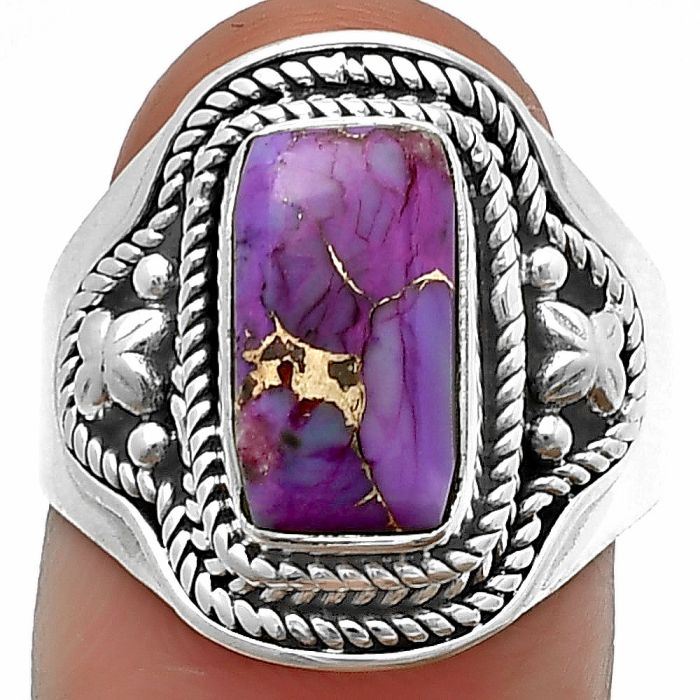 Copper Purple Turquoise Ring Size-8 SDR209945 R-1312, 7x12 mm