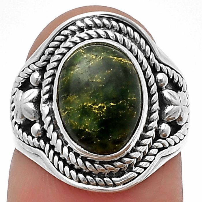 Green Fuchsite Ring Size-6 SDR209969 R-1312, 8x11 mm