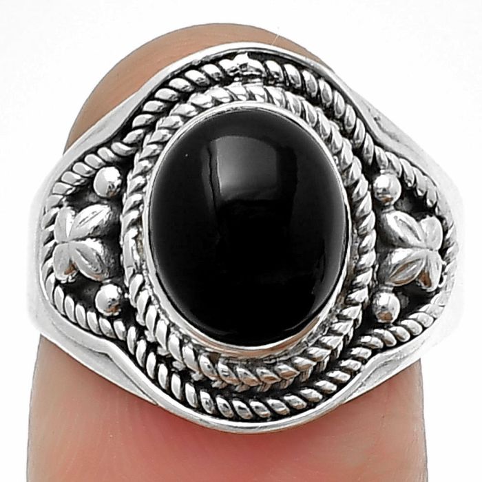 Black Onyx Ring Size-8 SDR209972 R-1312, 8x10 mm