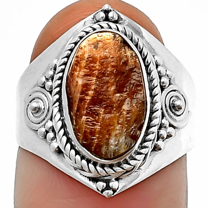 Sunstone Rough Ring Size-7 SDR209977 R-1398, 8x12 mm