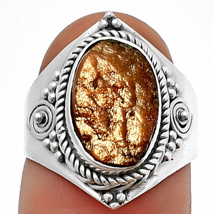 Sunstone Rough Ring Size-6 SDR209985 R-1398, 8x13 mm