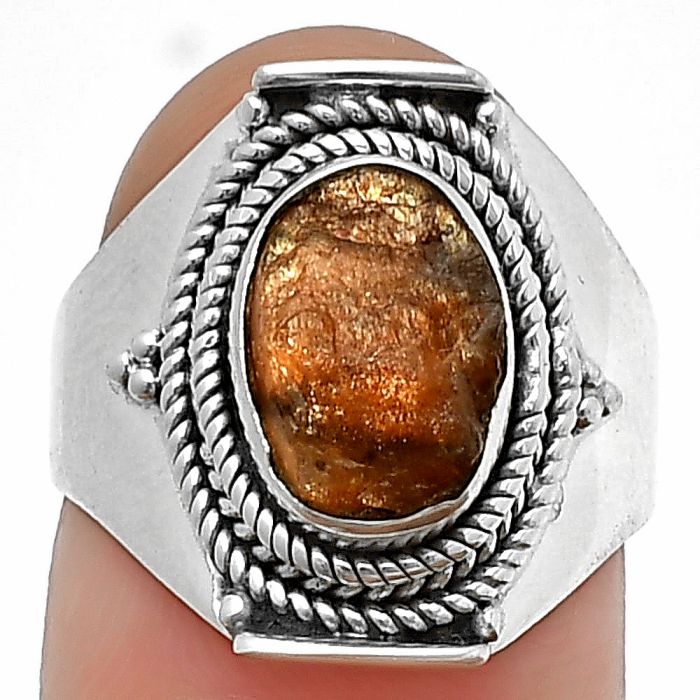 Sunstone Rough Ring Size-7 SDR210006 R-1397, 7x10 mm