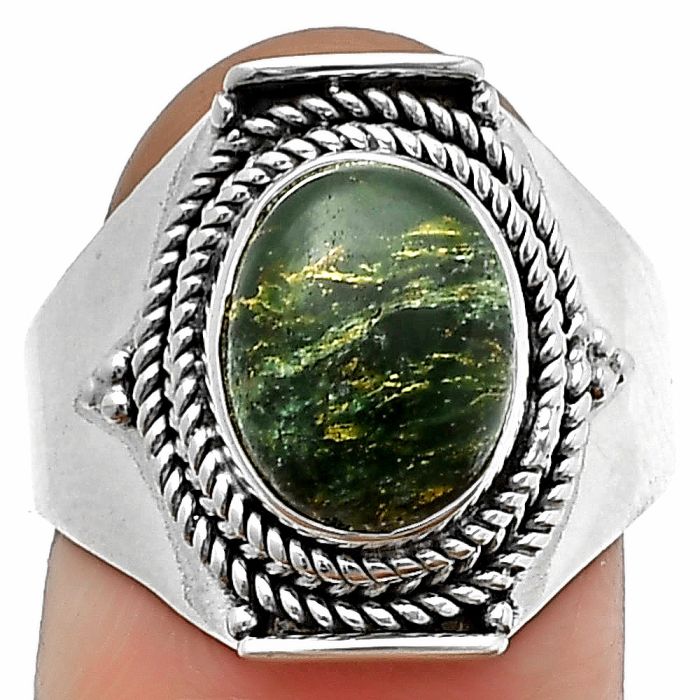 Green Fuchsite Ring Size-8 SDR210022 R-1397, 8x10 mm