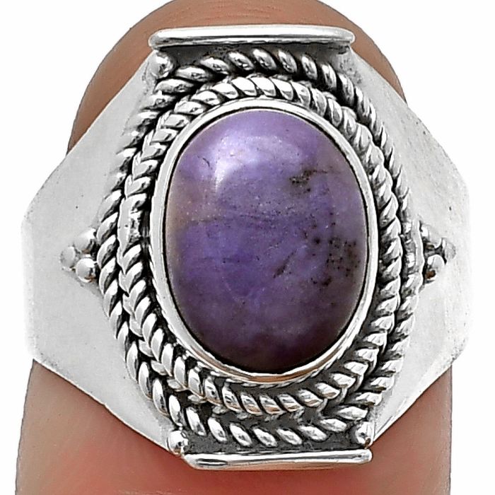 Lavender Jade Ring Size-7 SDR210031 R-1397, 8x10 mm