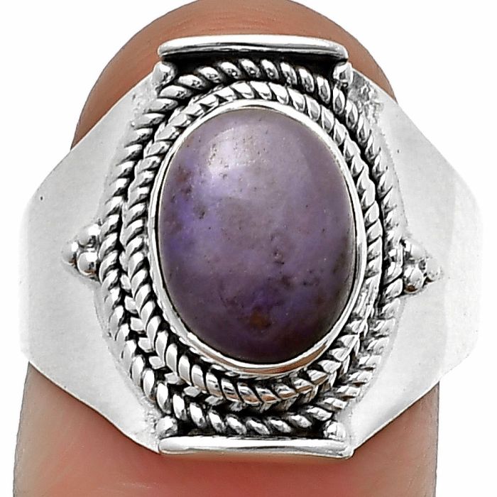 Lavender Jade Ring Size-8 SDR210032 R-1397, 8x10 mm