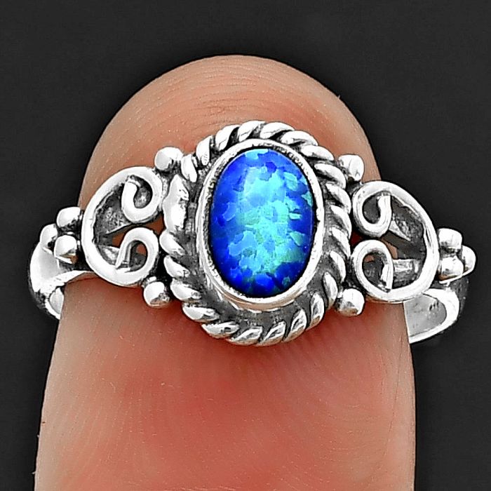 Fire Opal Ring Size-8 SDR210065 R-1283, 5x7 mm