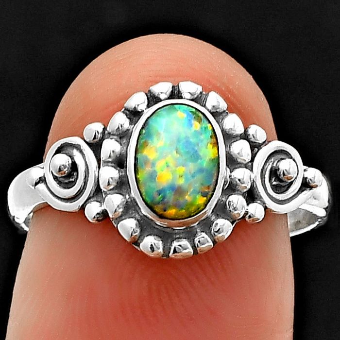 Fire Opal Ring Size-7.5 SDR210094 R-1071, 5x7 mm