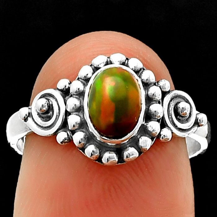 Black Ethiopian Opal Ring Size-7 SDR210100 R-1071, 5x7 mm