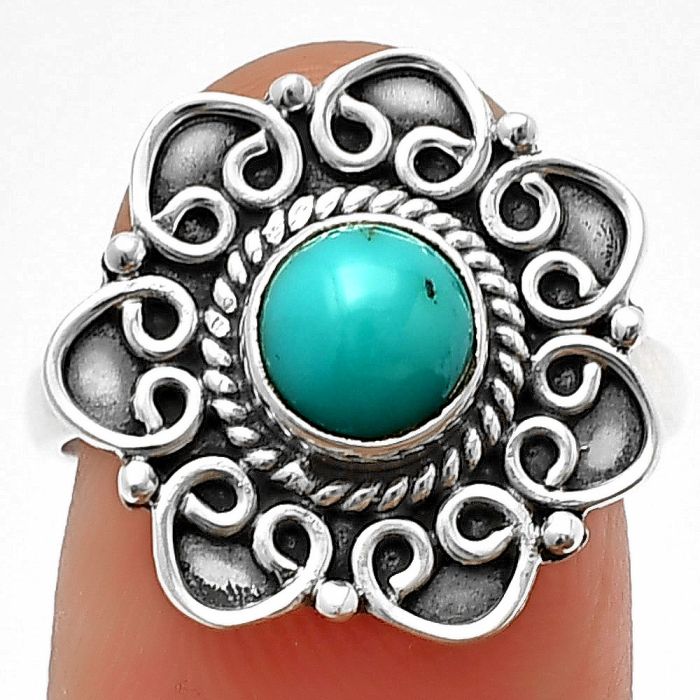 Egyptian Turquoise Ring Size-7.5 SDR210129 R-1337, 6x6 mm