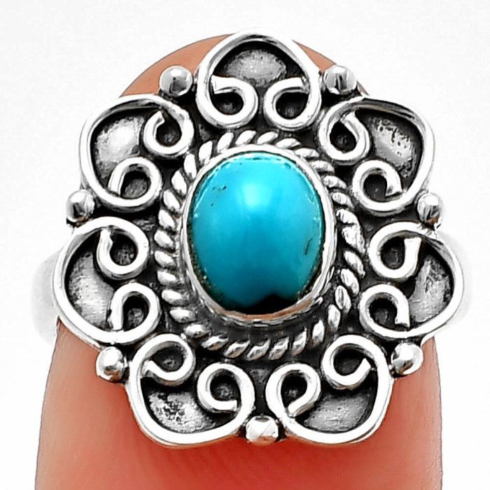 Egyptian Turquoise Ring Size-6.5 SDR210132 R-1337, 7x5 mm