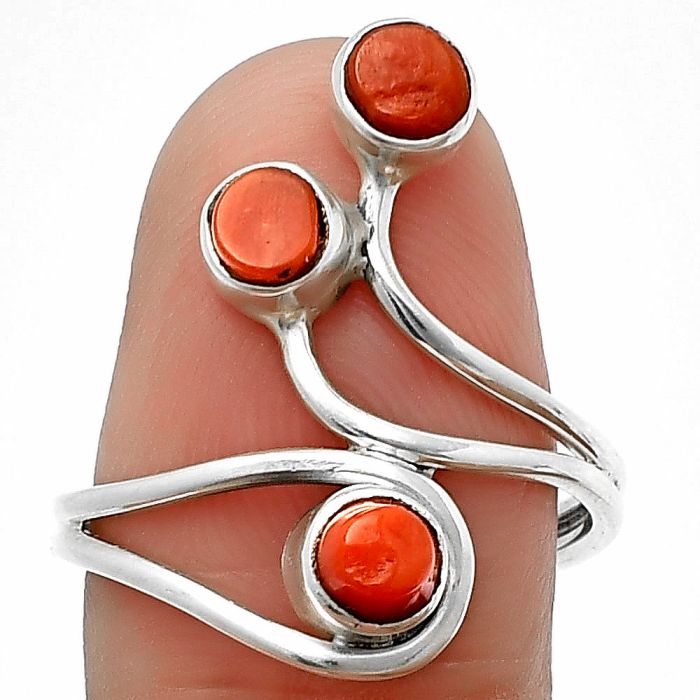 Coral Stick Ring Size-8.5 SDR210166 R-1390, 5x5 mm