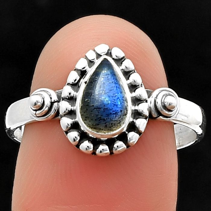 Blue Labradorite Ring Size-9.5 SDR210283 R-1071, 5x8 mm