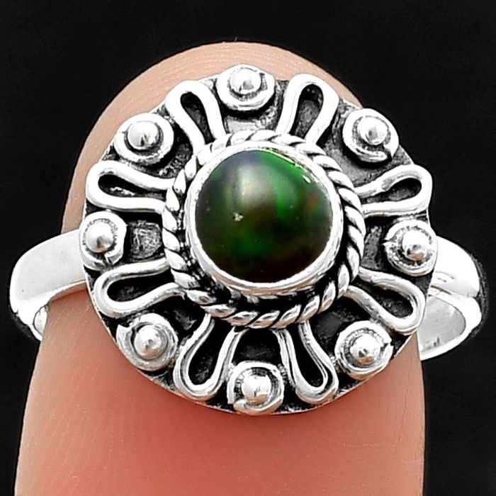 Filigree - Black Ethiopian Opal Ring Size-8.5 SDR210346 R-1320, 6x6 mm