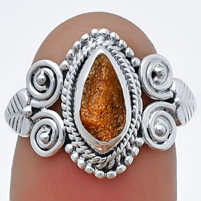 Sunstone Rough Ring Size-7 SDR210463 R-1280, 5x10 mm