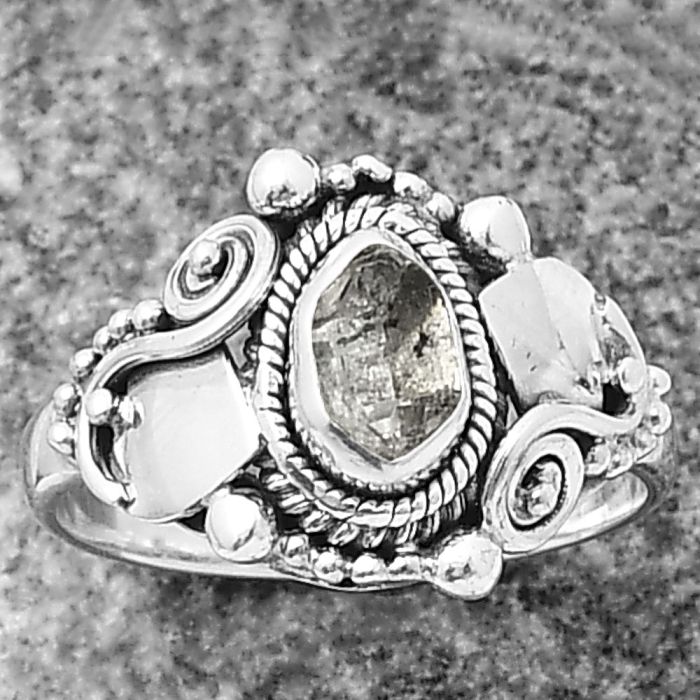 Herkimer Diamond Ring Size-7 SDR210556 R-1405, 4x7 mm
