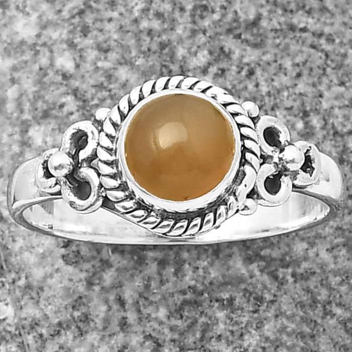 Peach Moonstone Ring Size-10 SDR210623, 7x7 mm