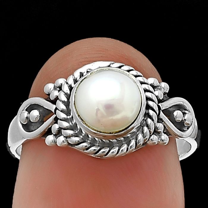 Natural Fresh Water Pearl Ring Size-7 SDR210696 R-1224, 6x6 mm