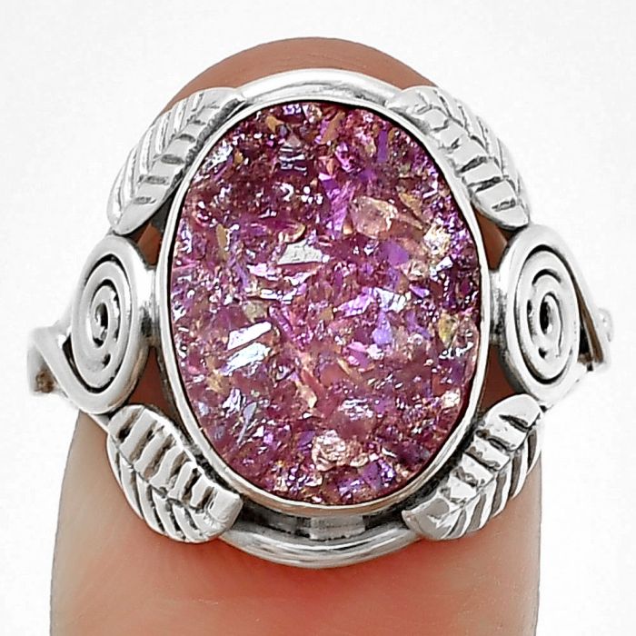 Southwest - Pink Titanium Druzy Ring Size-7 SDR210837 R-1352, 11x15 mm