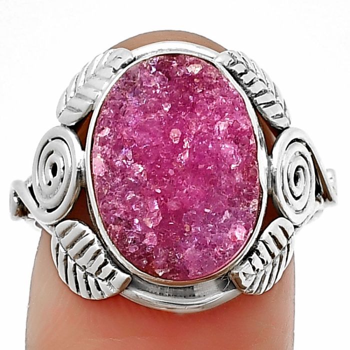 Southwest - Pink Titanium Druzy Ring Size-8 SDR210845 R-1352, 11x15 mm
