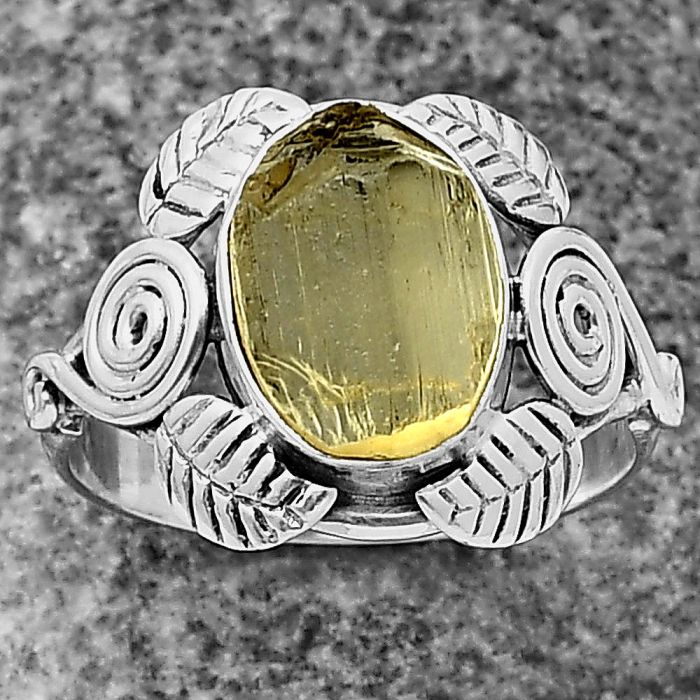 Southwest - Yellow Scapolite Rough Ring Size-8 SDR210857 R-1352, 9x12 mm
