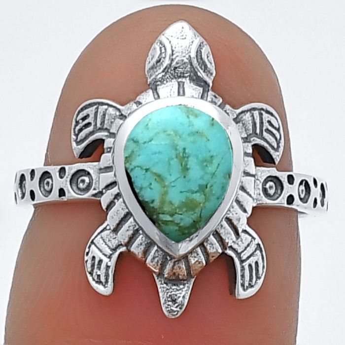 Tortoise - Natural Rare Turquoise Nevada Aztec Mt Ring Size-6 SDR210902 R-1076, 6x8 mm