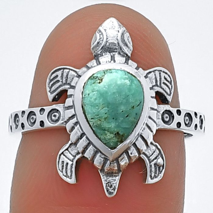 Tortoise - Natural Rare Turquoise Nevada Aztec Mt Ring Size-7 SDR210920 R-1076, 6x8 mm