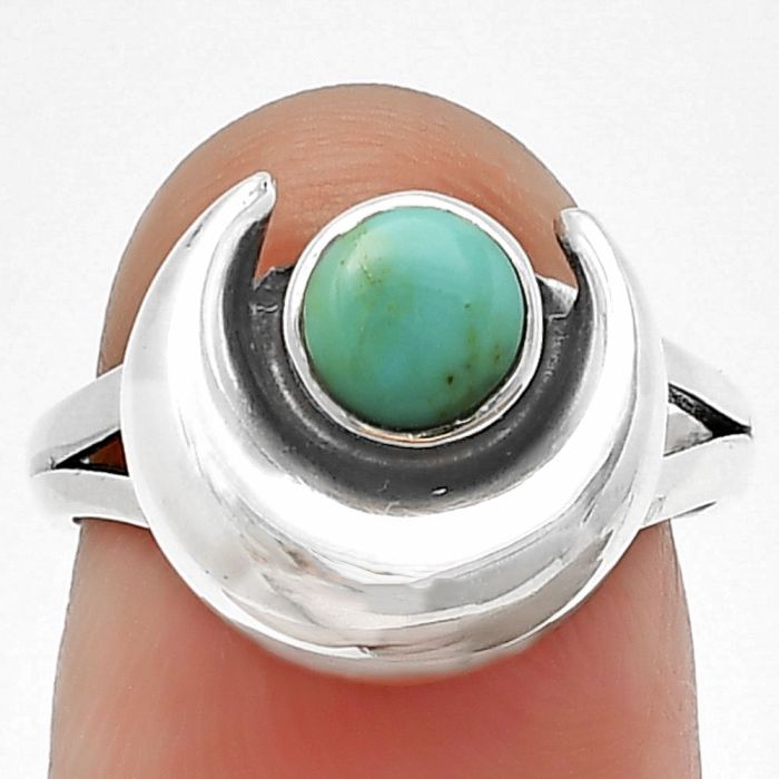 Crescent Moon - Natural Rare Turquoise Nevada Aztec Mt Ring Size-6 SDR210932 R-1072, 6x6 mm