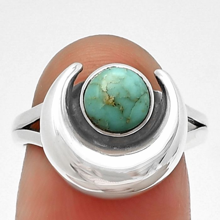 Crescent Moon - Natural Rare Turquoise Nevada Aztec Mt Ring Size-7 SDR210939 R-1072, 6x6 mm