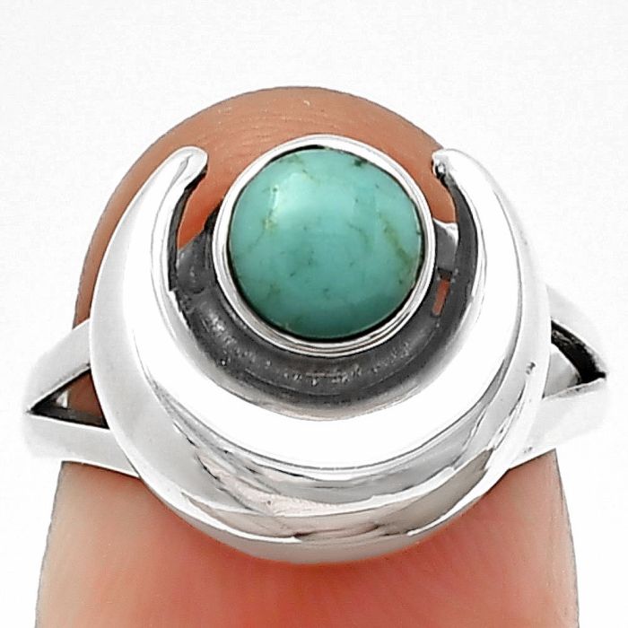 Crescent Moon - Natural Rare Turquoise Nevada Aztec Mt Ring Size-8 SDR210945 R-1072, 6x6 mm