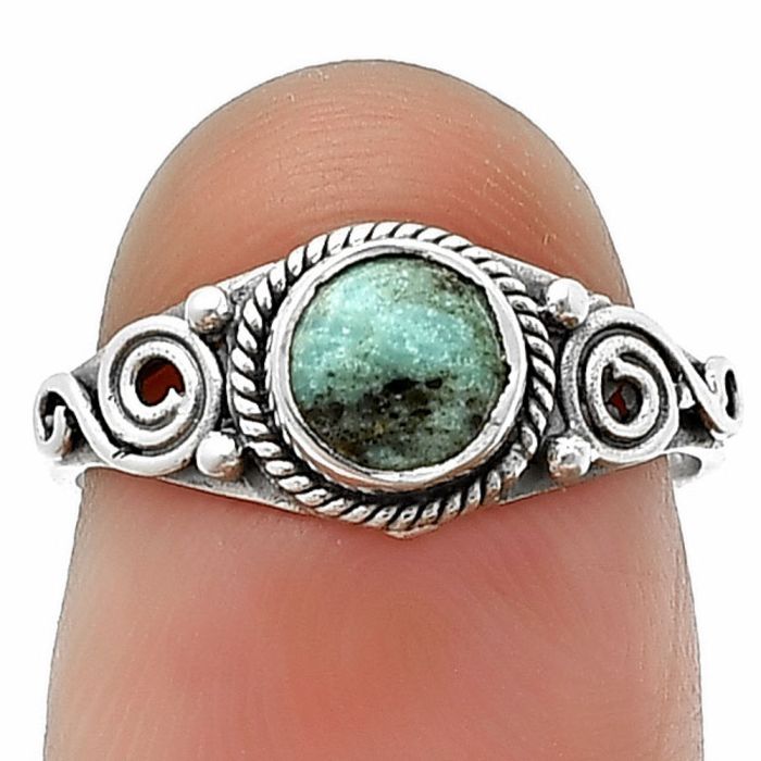 Natural Turquoise Morenci Mine Ring Size-6 SDR211028 R-1238, 6x6 mm
