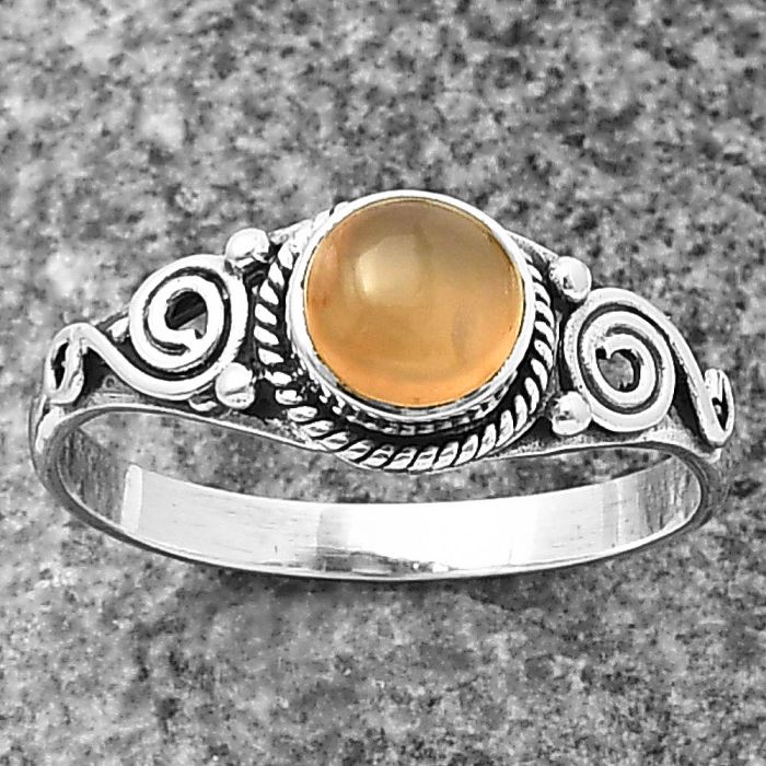 Peach Moonstone Ring Size-8 SDR211088 R-1238, 6x6 mm