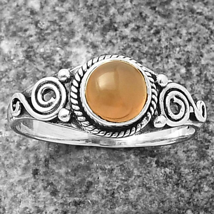 Peach Moonstone Ring Size-7 SDR211089 R-1238, 6x6 mm