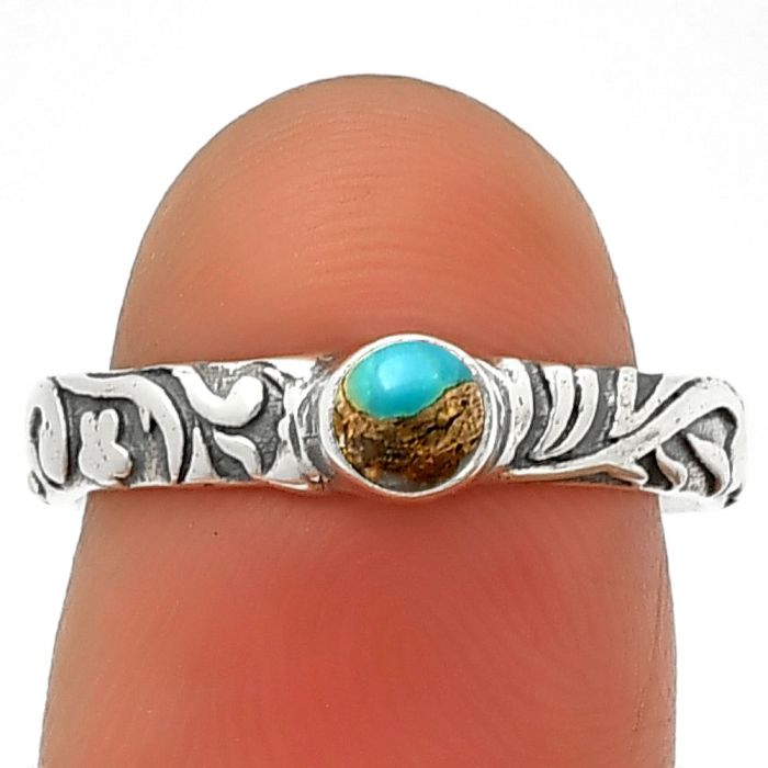 Copper Blue Turquoise Ring Size-7 SDR211178 R-1042, 4x4 mm