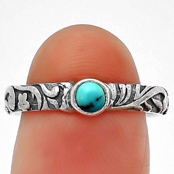 Natural Turquoise Morenci Mine Ring Size-8 SDR211184 R-1042, 4x4 mm